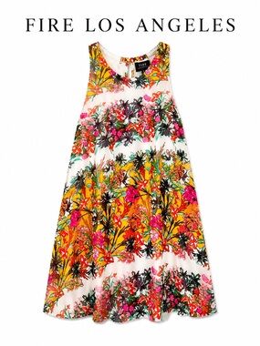 Fire Los Angeles Floral Asymmetrical Dress NWT Summer Sleeveless Boho